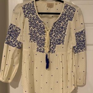 Anthro embroidered peasant blouse
